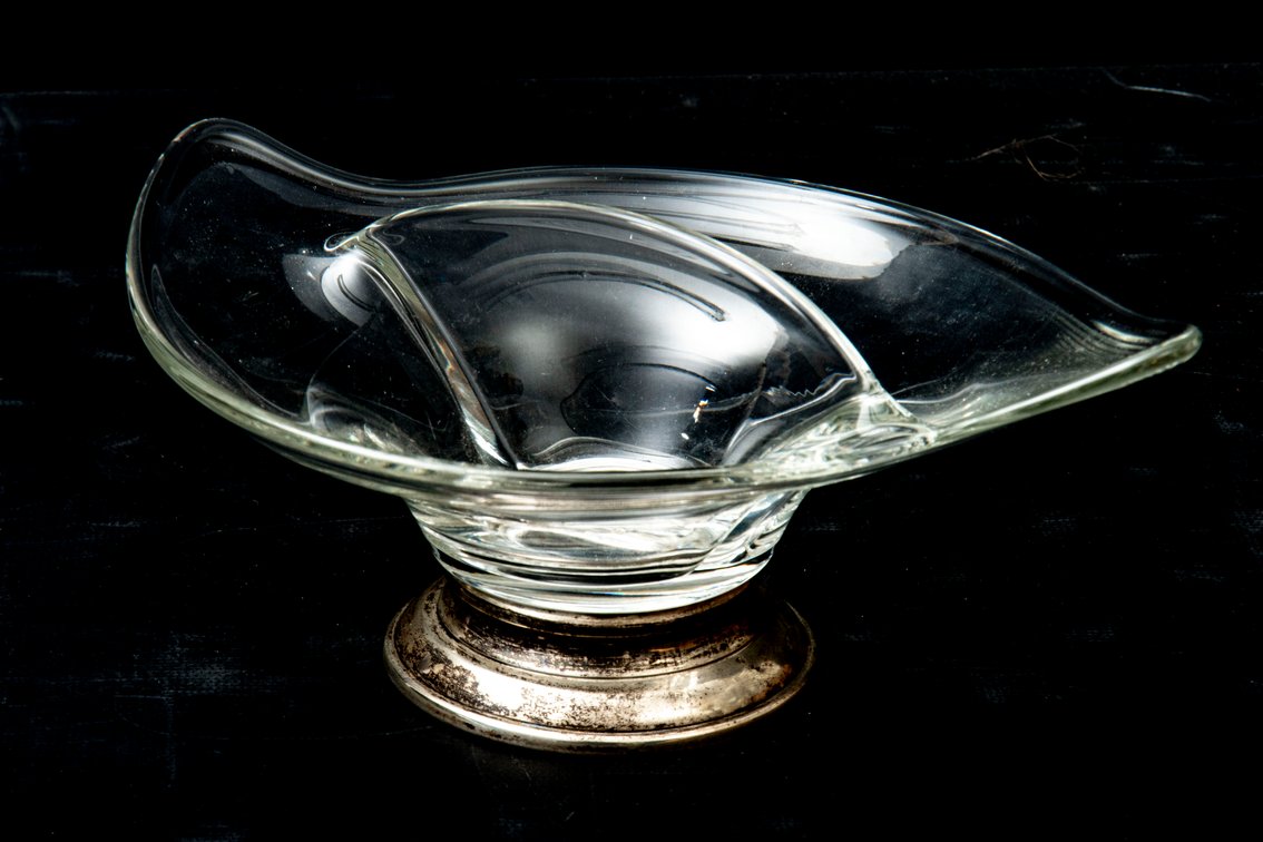 Sterling & Glass Divided Candy Dish