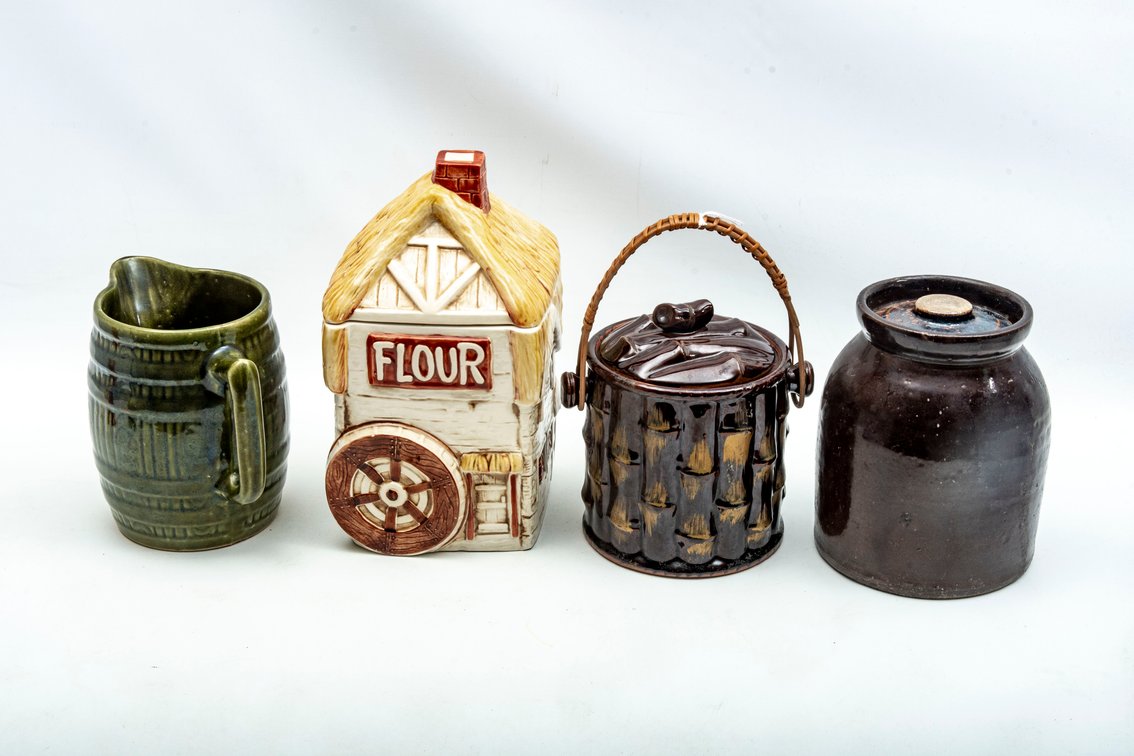 Vintage Cookie Jars & Antique Storage Jar w/ Lid