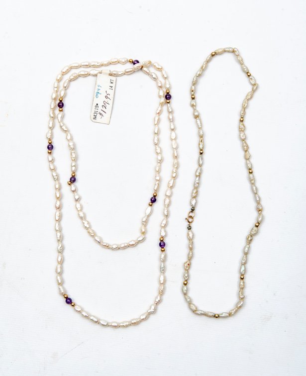 Two- Baroque Pearl & Gold Necklaces