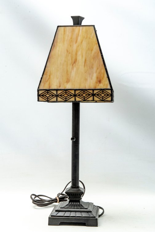 Caramel & Cream Slag Glass Table Lamp
