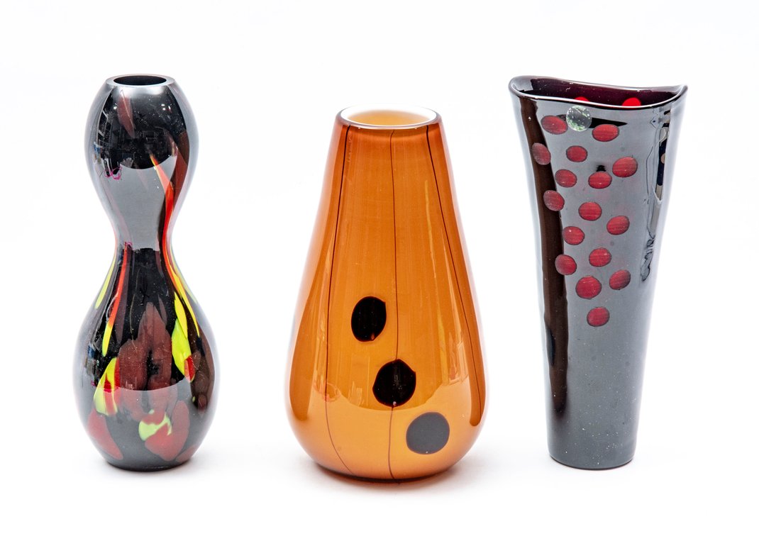 3 Tall Art Glass Vases - DS Studio & More