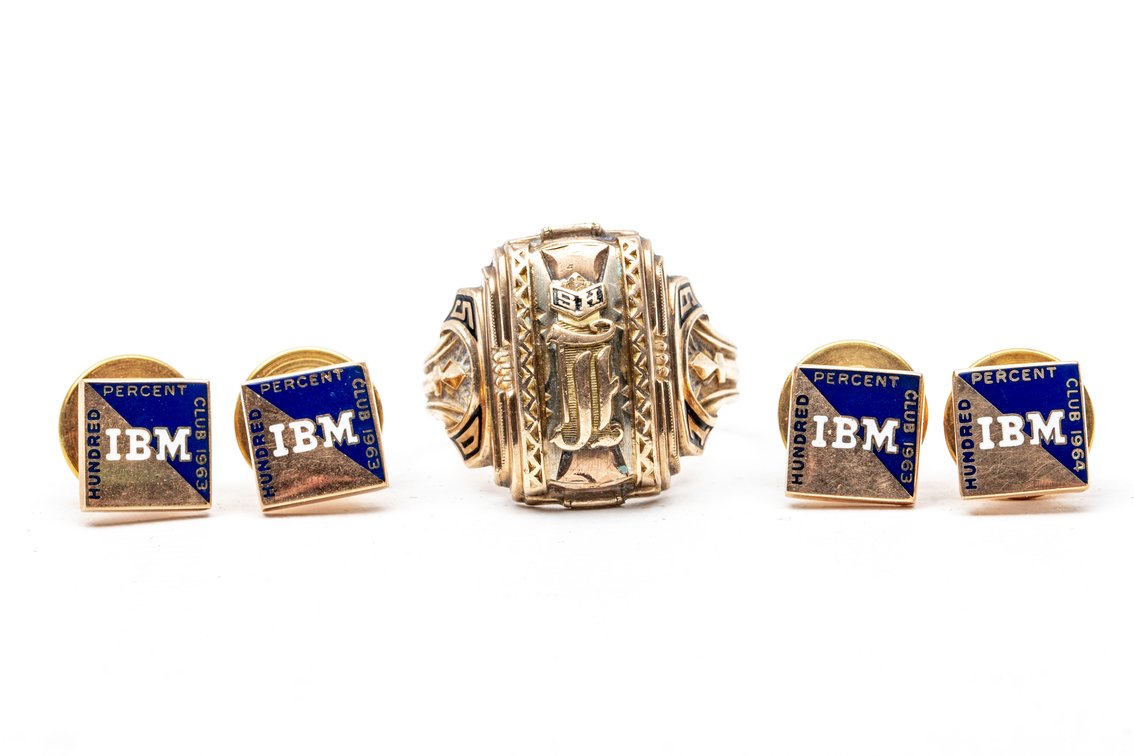 10K Class Ring & IBM Award Pins- 15.54 Grams