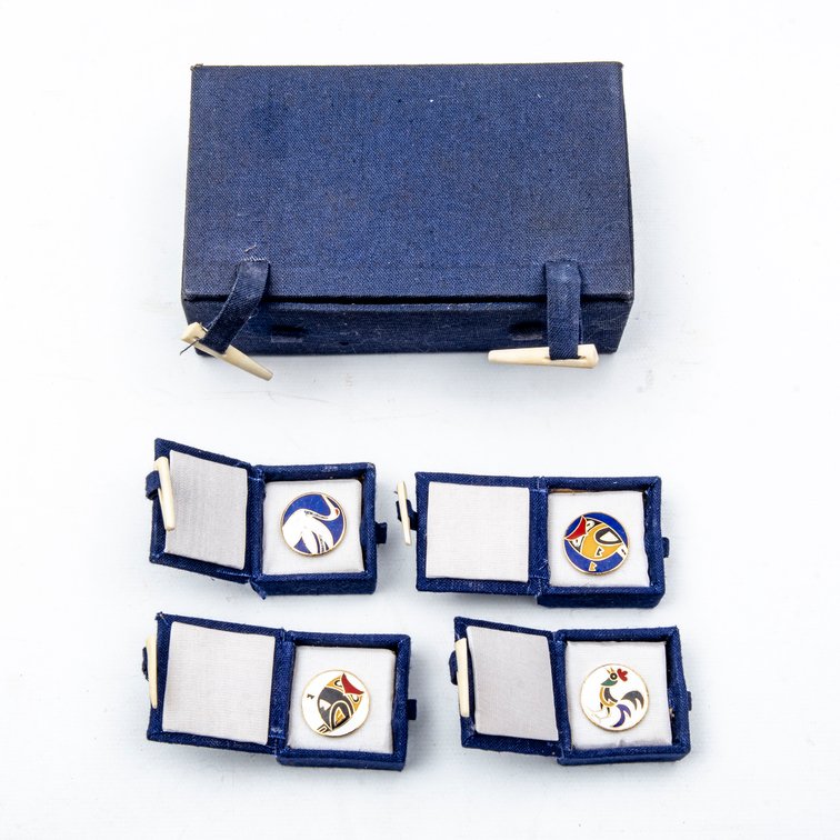 12 Gold Plated, Cloisonne Golf Ball Spot Markers
