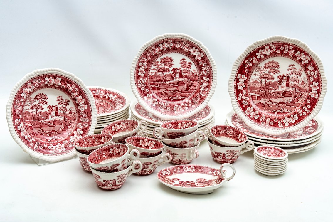 47 Pc. Spode Pink Tower Dish Set