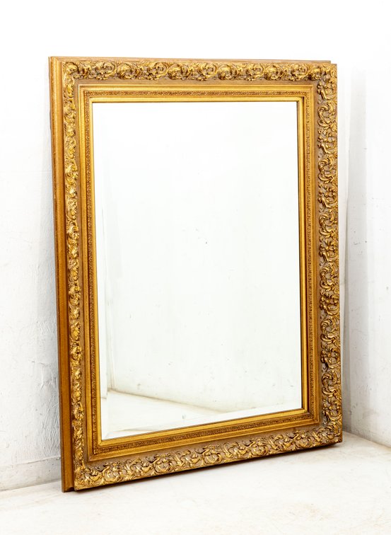 Large Beveled Mirror with Gold Frame