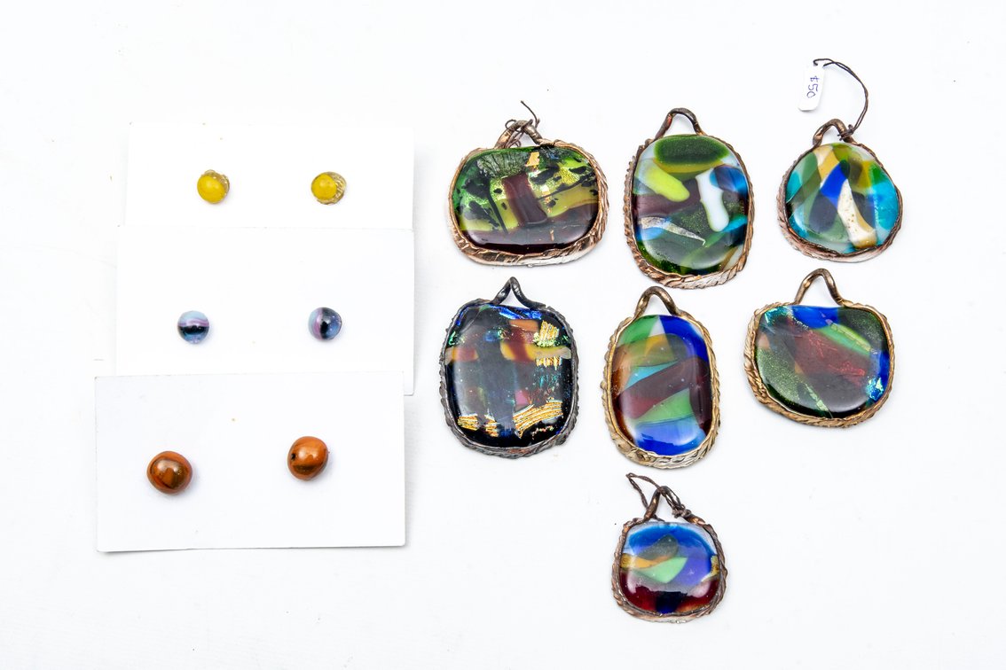 #2- Handmade Glass & Silver Pendants & Earrings