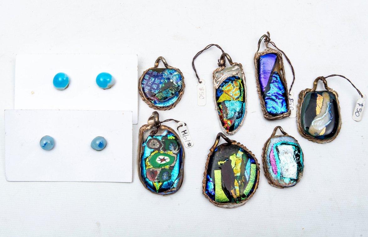 #5- Handmade Glass & Silver Pendants & Earrings