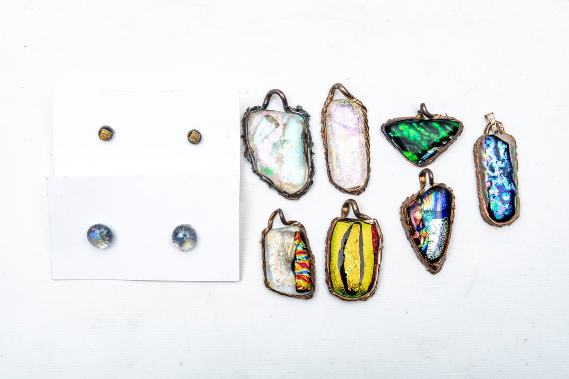 #7- Handmade Glass & Silver Pendants & Earrings