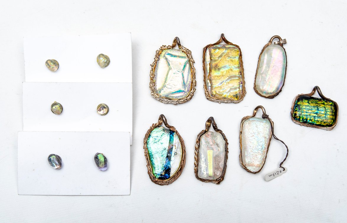 #9-Handmade Glass & Silver Pendants & Earrings