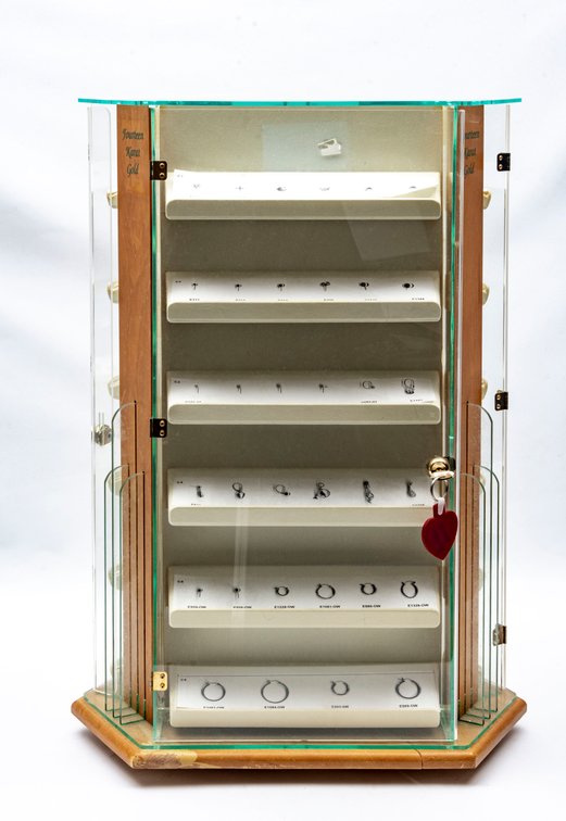 3 Sided Jewelry Display Case- Rotating