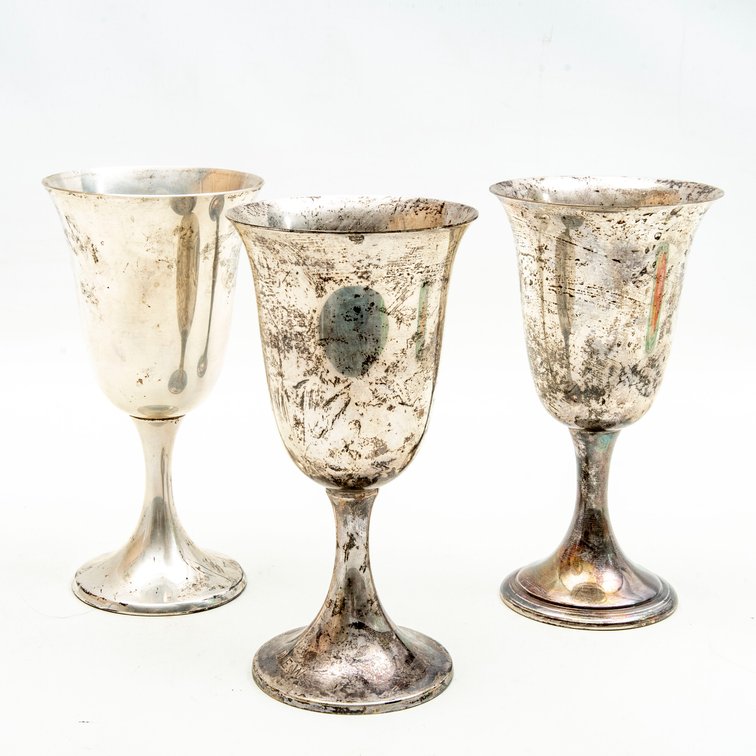 Three Sterling Goblets- 380 Grams