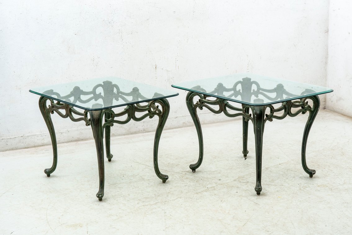 Two Glass Topped Side Tables