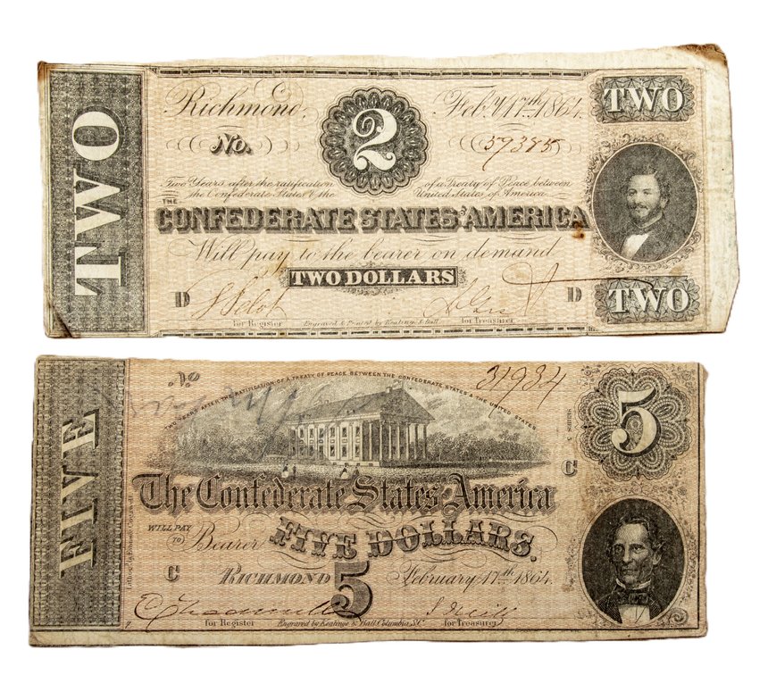 1864 CSA $2 and $5 Notes/Bills