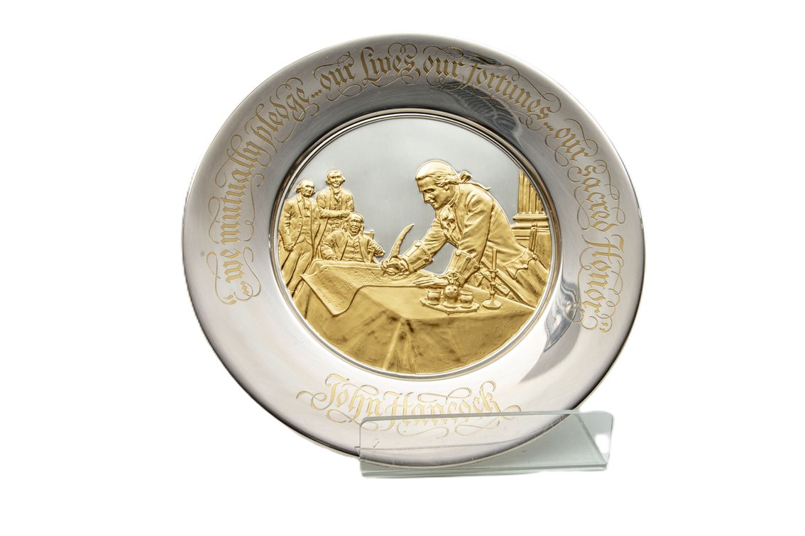 Sterling & 24kt Bicentennial Comm Plate 1976-4