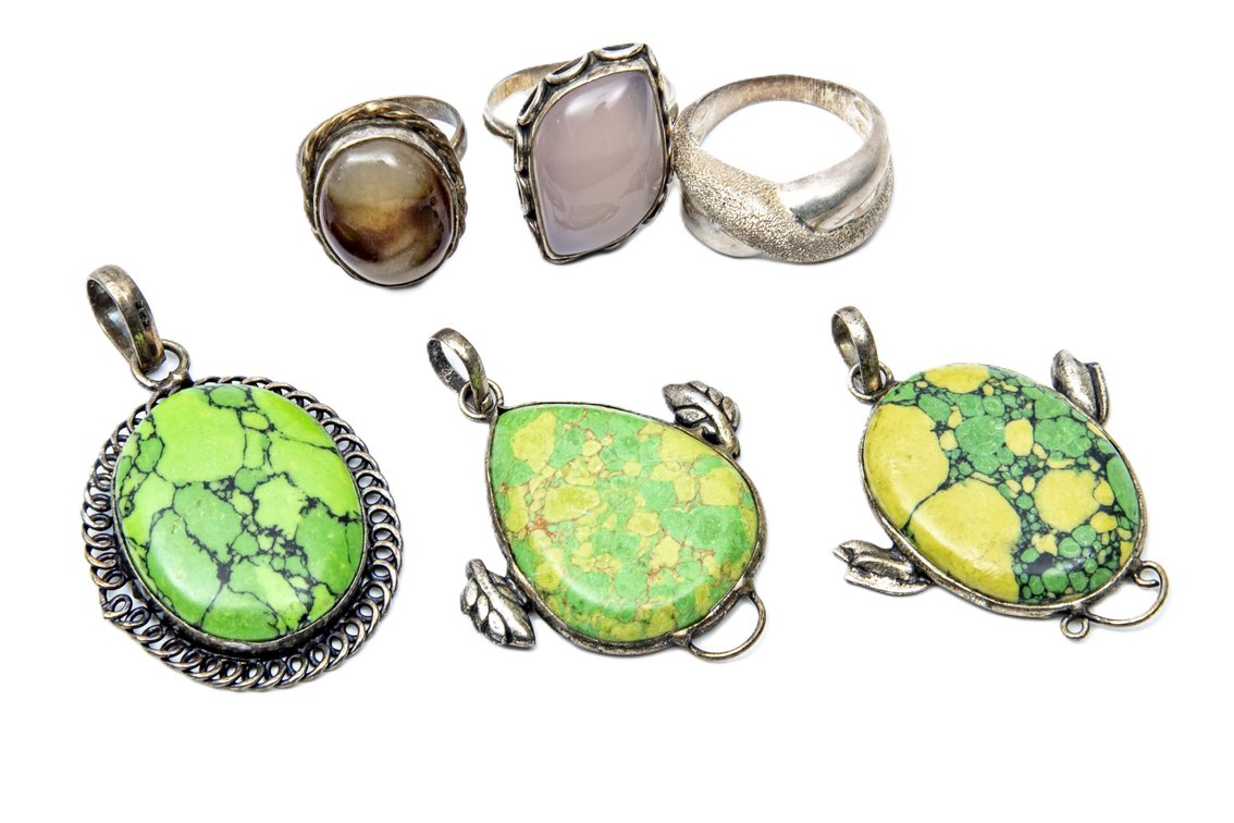 Sterling- 3 Pendants & 3 Rings- 47.34 Grams