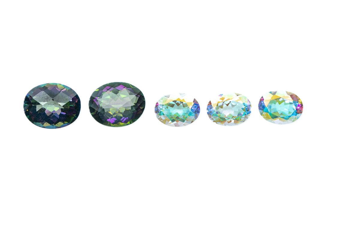 Mystic Topaz- 5 Faceted Stones