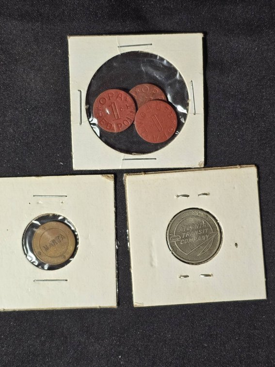 Group of Civilian Wartime Ration Tokens and Transit Tokens