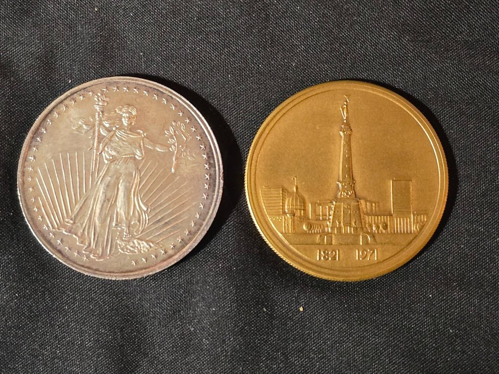 Silver and Bronze Medallion Set Featuring Winchester Indiana and Indianapolis Designs