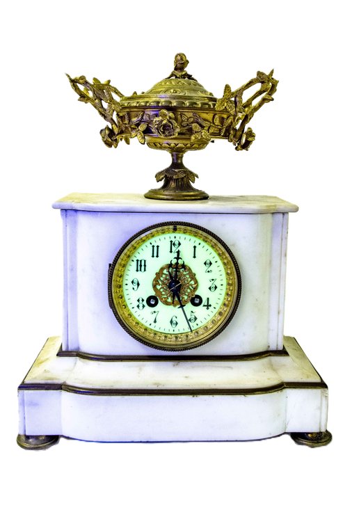 19th Century White Marble and Ormolu Mantel Clock