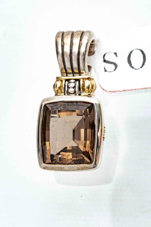 Lagos- Smokey Quartz, Sterling & 18K Pendant-13.3G