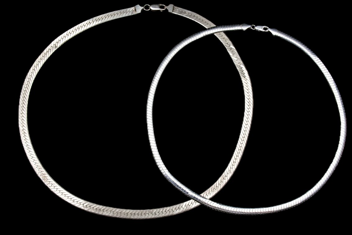 Two Sterling Snake/Omega Chains- 59.8 G