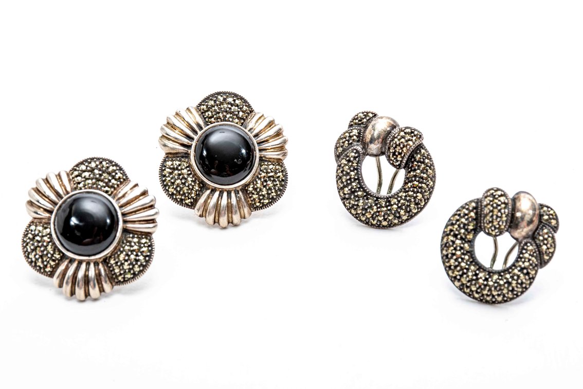 Two Pairs of Sterling Judith Jack Earrings- 48.3 G