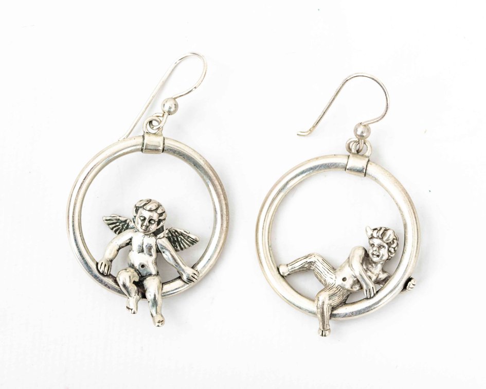 Angel & Demon-Kabana Sterling Earring Pair- 14.5 G