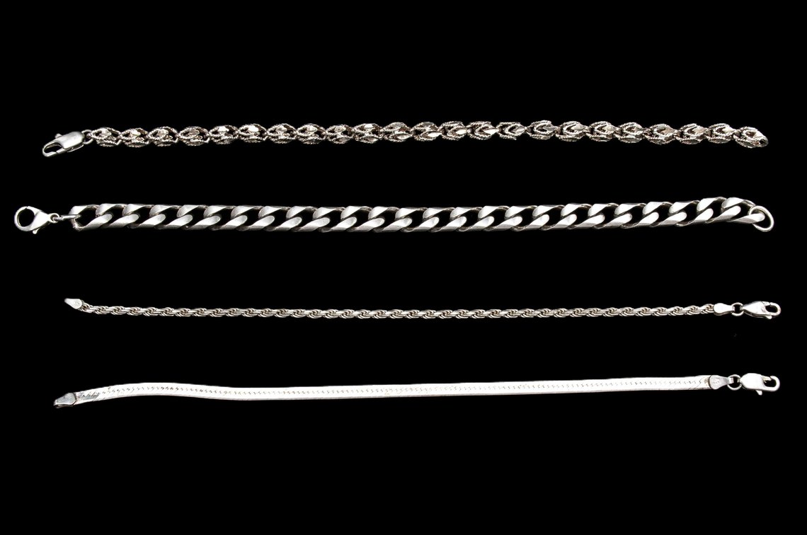 4 Sterling Bracelets- 45.3 Grams