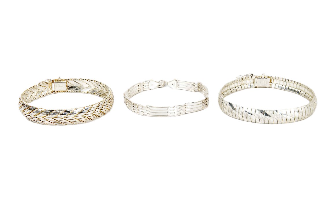 3 Sterling Bracelets- 61 Grams