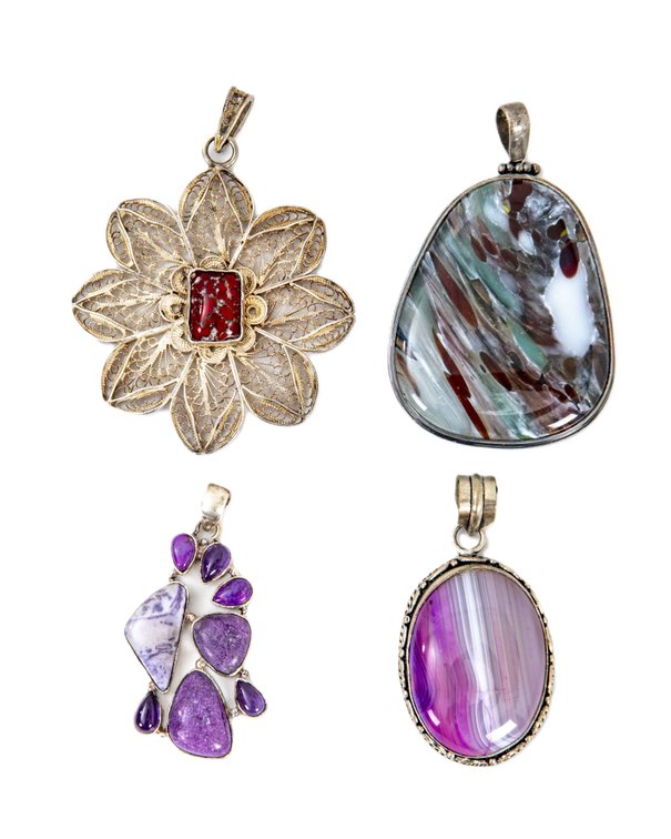 Four Sterling Pendants- 78.8 Grams