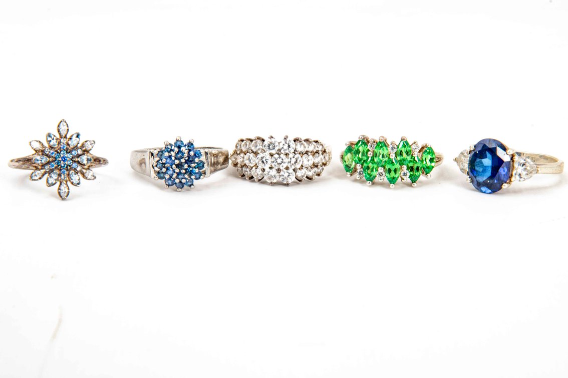 Five Sterling Rings- 19.5 Grams