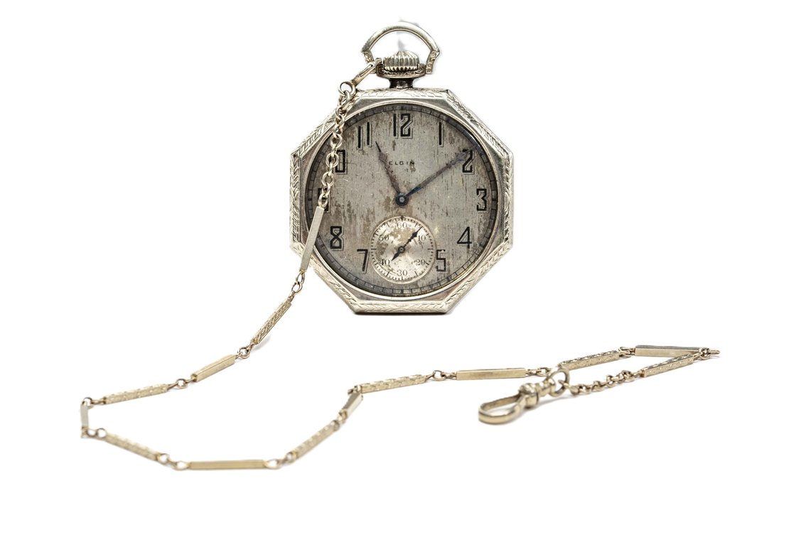 14K White Gold- 1926 Elgin Pocket Watch