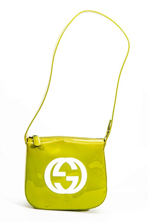 Gucci Olive Green Patent Leather Shoulder Bag