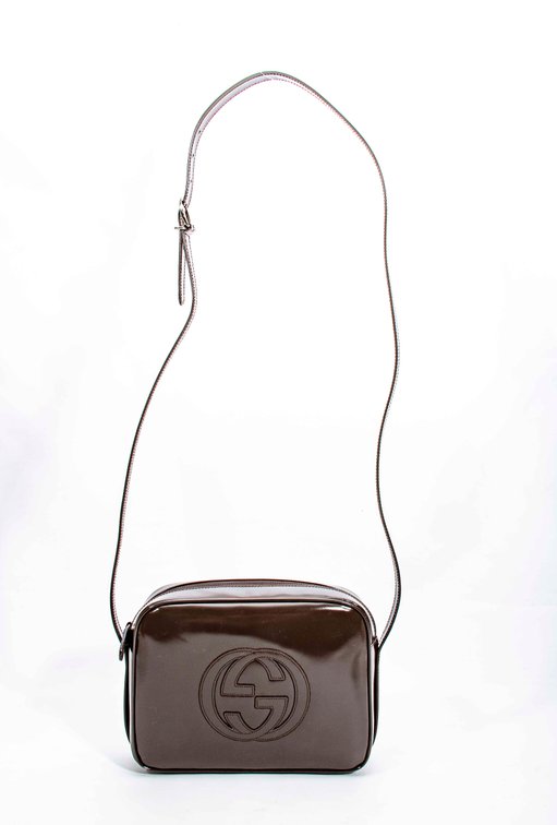 Gucci Brown Patent Leather 1990's Shoulder Bag
