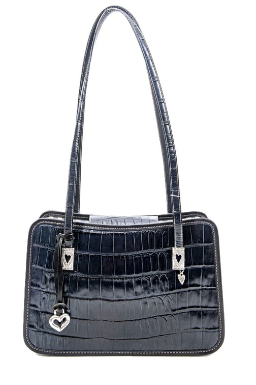 Brighton Cecilia Navy Croc Handbag Tote