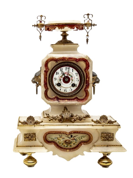Victorian Hand Painted Antique Mantle Clock -Birds