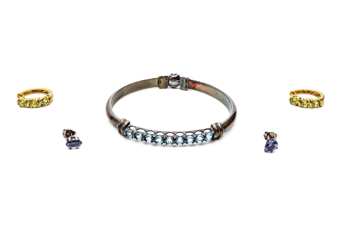 Sterling Bangle & 2 Earring Pairs- 21.4 G