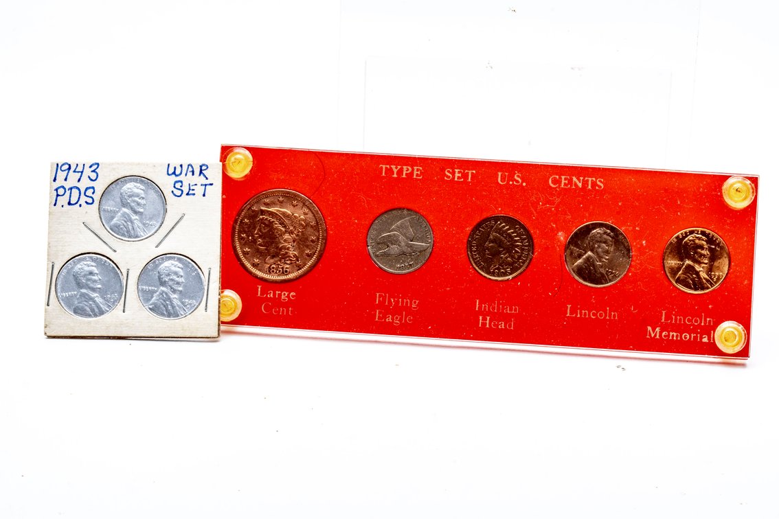 Type Set- US Cents-5 Coin Set + 3 Steel Pennies