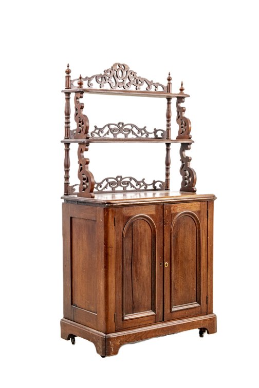 Dual Door Cabinet With Gallery Top Shelving