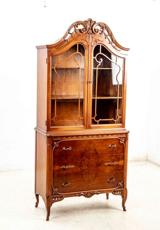 Highly Decorated Display Cabinet with Drawers