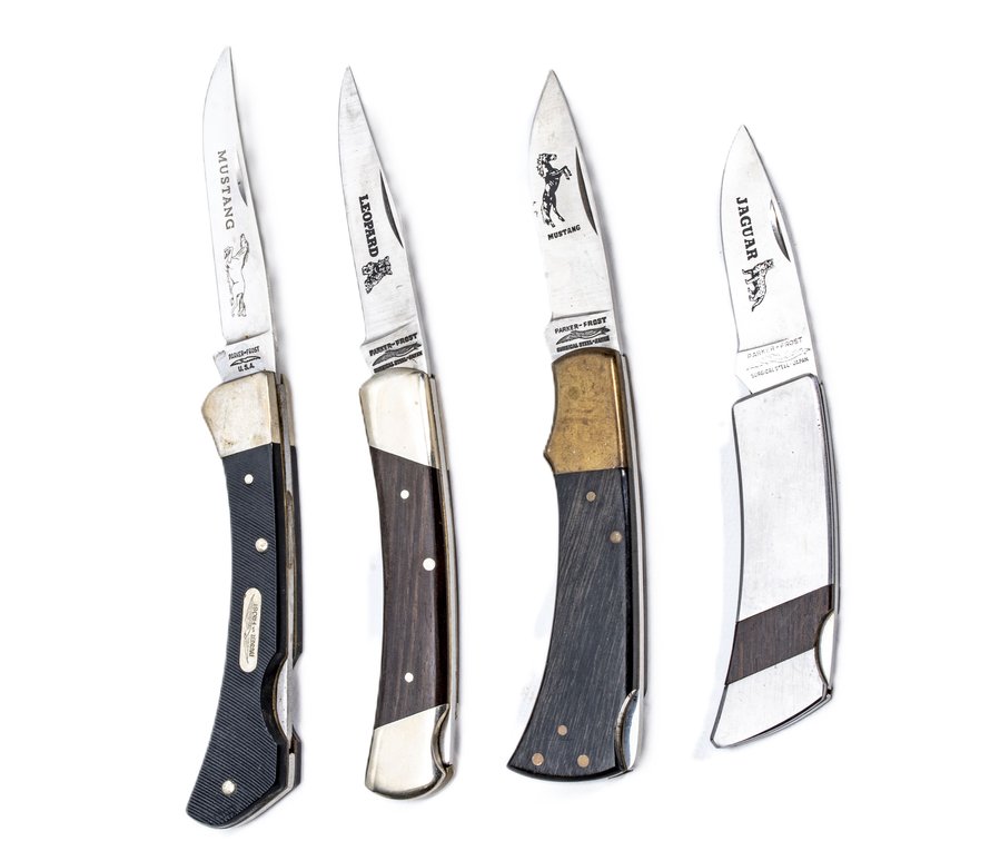 Four Parker-Frost Lockback Knives-Jaguar, Leopard,