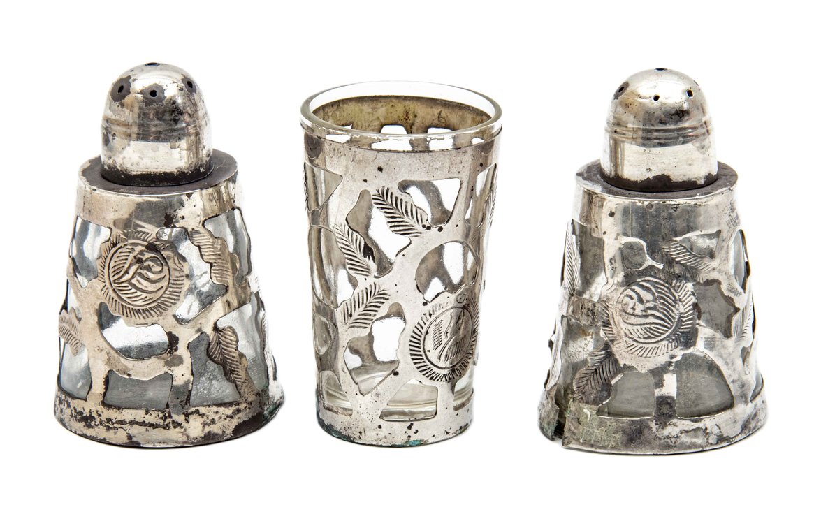 Sterling Salt/ Pepper Shaker & Shot Glass