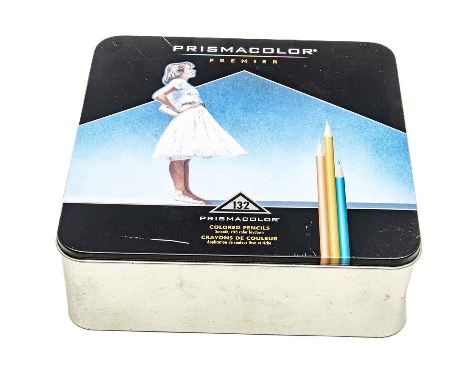 Lg. Assortment- Prismacolor Colored Pencils in Tin