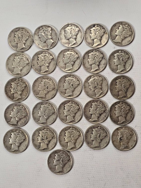 Set of 26 1942 Mercury Dimes in Silver Composition
