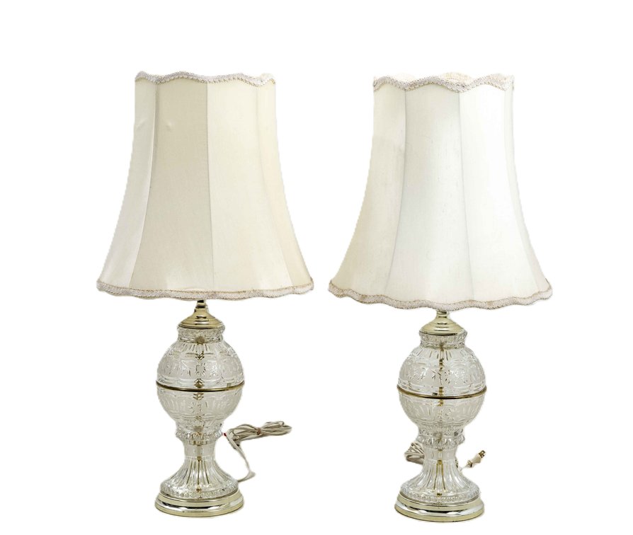 Pair Vintage Crystal Clear Industries Table Lamp