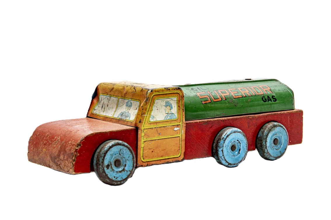 Superior Oil & Gas Tin Litho & Wood Delivery Truck