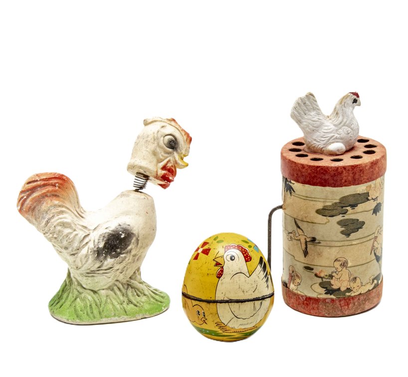 Clucking Hen Noise Maker, Chicken Nodder & Egg