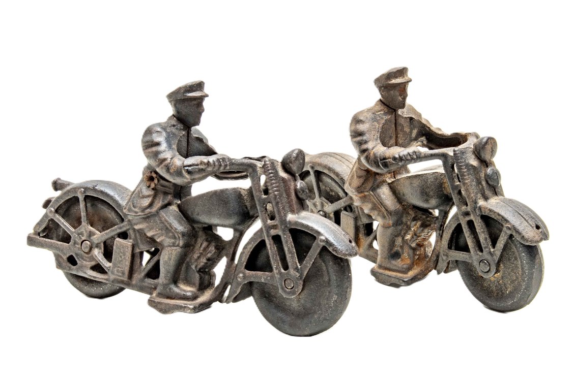 2 Cast Iron Patrol Police Motorcycles