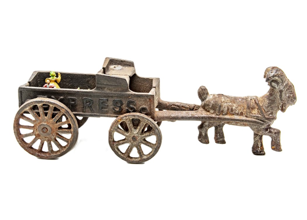 Cast Iron Goat Pulling "Express" Wagon