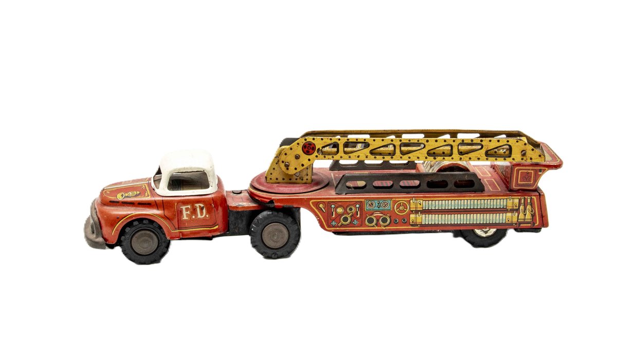 Kokyu Japan Tin Litho Fire Engine Ladder Truck